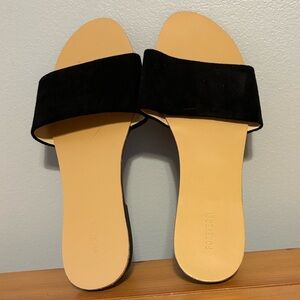 Brand new black faux suede sandals